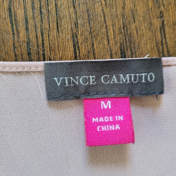 VINCE CAMUTO Drape Front V-Neck Sleeveless Blouse Pink Size Women's Medium - Picture 8 of 9